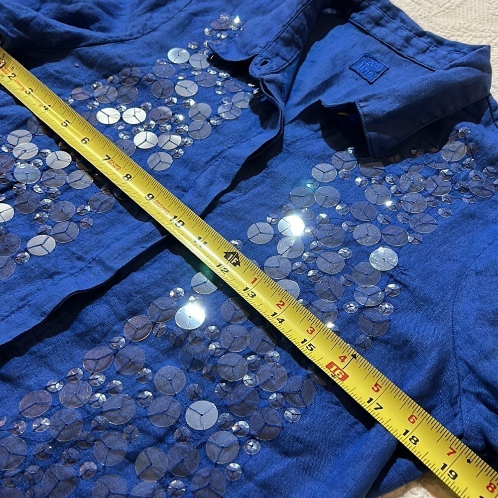 120% Lino linen embellished front Button Down. Size IT 44. - Picture 11 of 12